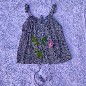 NSF silk button down keyhole tank top